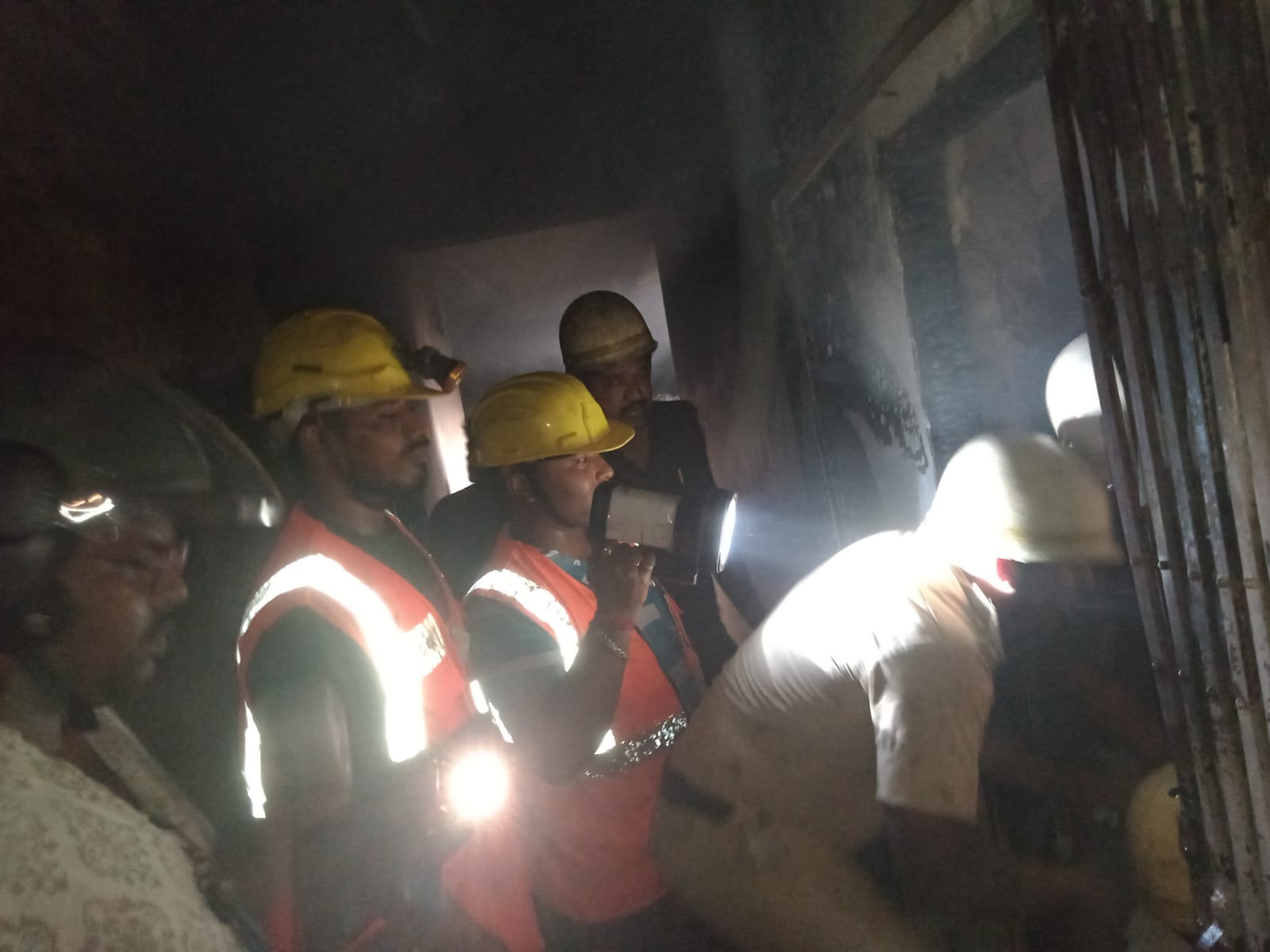 Fire fighting and rescue work by Civil Defence Team of Howrah District